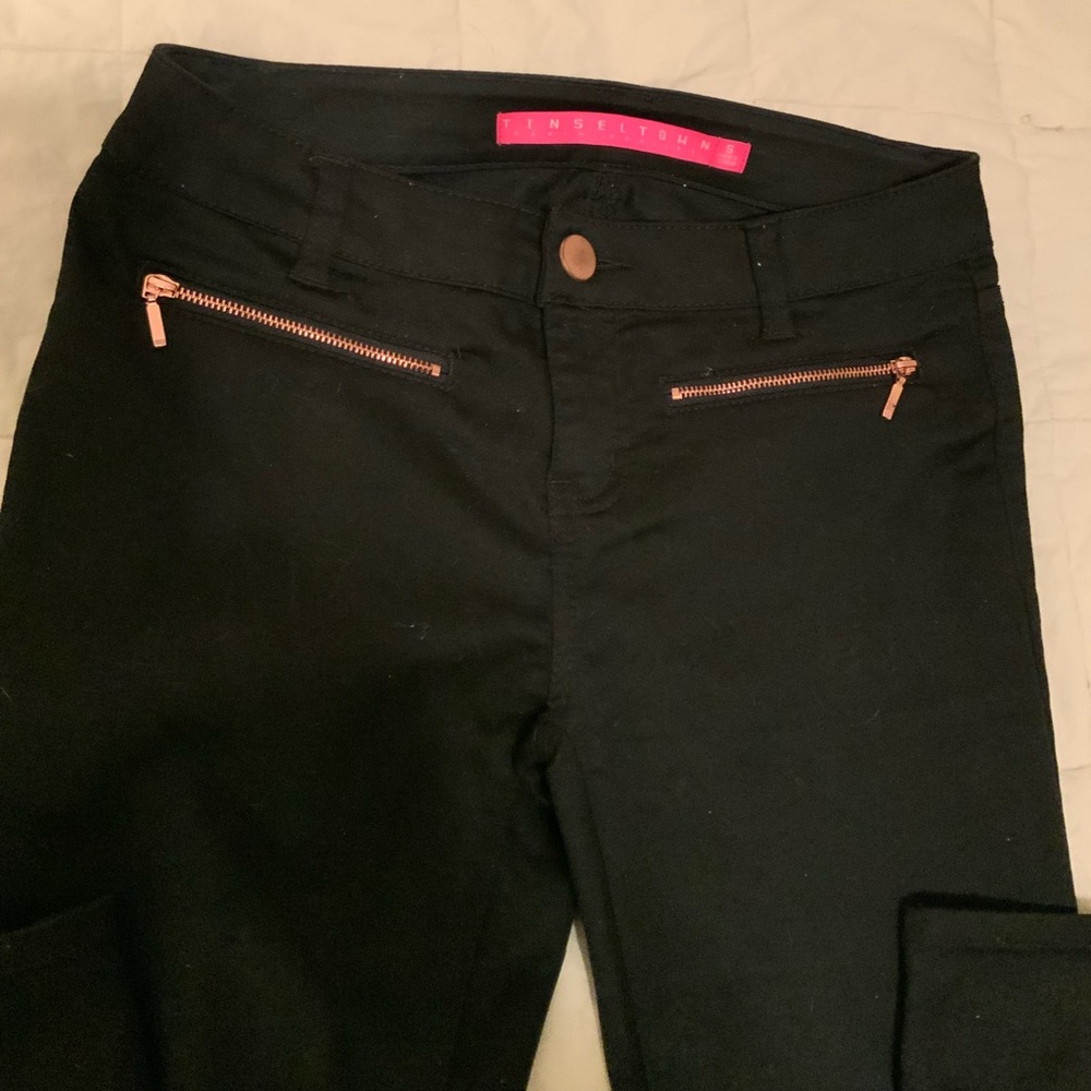 Tinseltown Black Zipper Pocket Pants